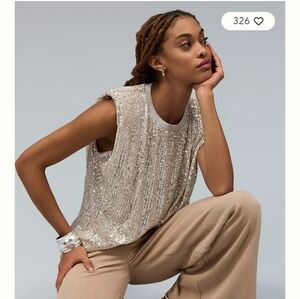 NWT Endless Rose for Anthropologie Sleeveless Sequin Top, Size Large